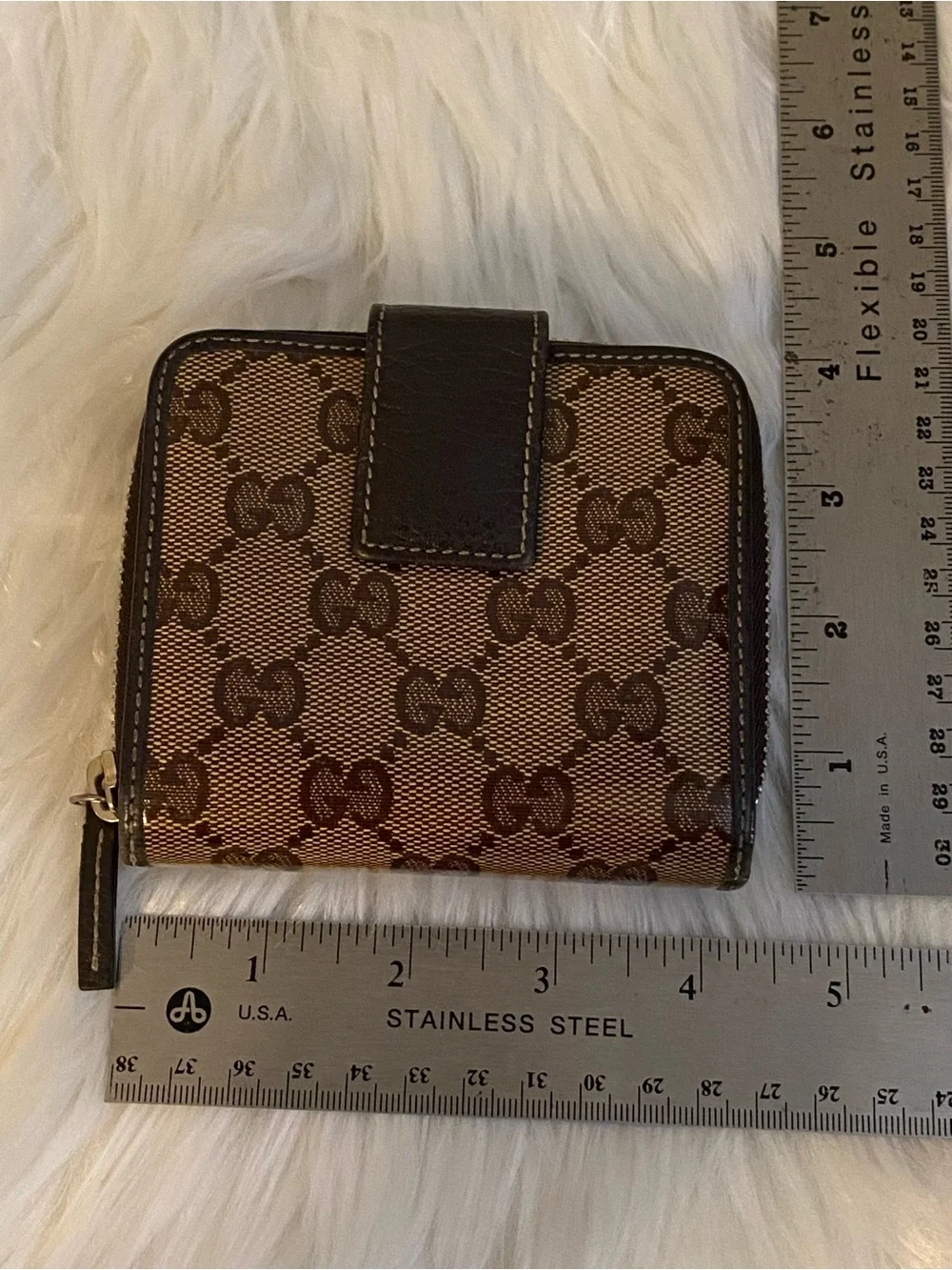 Gucci Brown/Beige Crystal Canvas GG Monogram Zip-Around Wallet - Picture 16 of 16